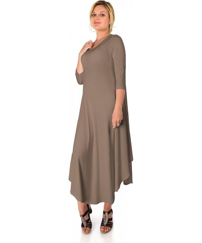 DFF Shop Women's 3/4 Sleeve Rounded Hem Mid-Length Maxi Dress (Size: S-5X) Coco $19.87 Dresses