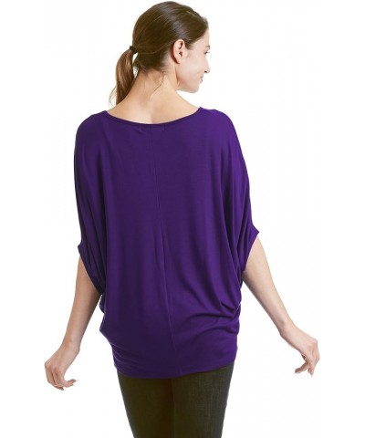 CTC Womens Tie Dye Scoop Neck Half Sleeve Batwing Dolman Top - Made in USA Wt1073_dark_purple $10.57 T-Shirts