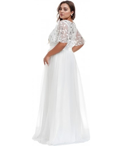 Womens Plus Size Sequin Long Formal Evening Dresses 0904 White $41.81 Dresses