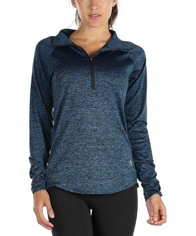 Women's Workout Yoga Track Jacket 1/2 Zip Long Sleeve Running Shirt Royal Blue $16.82 Activewear