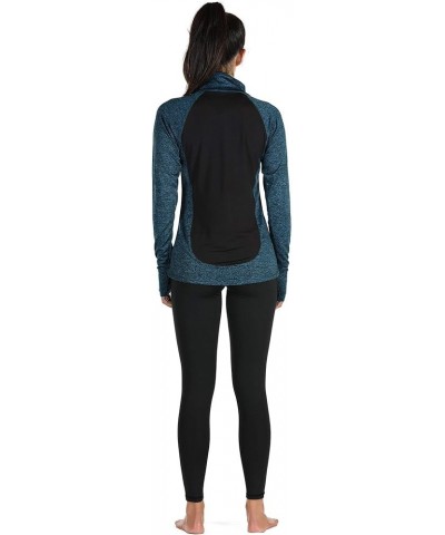 Women's Workout Yoga Track Jacket 1/2 Zip Long Sleeve Running Shirt Royal Blue $16.82 Activewear