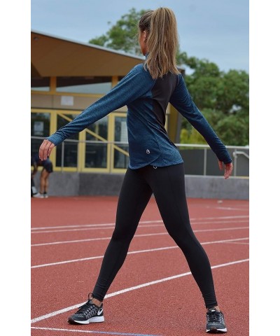 Women's Workout Yoga Track Jacket 1/2 Zip Long Sleeve Running Shirt Royal Blue $16.82 Activewear