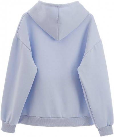 Womens Hoodie Drawstring Butterfly Pattern Cotton Pullover Hooded Sweatshirts Blue $18.19 Hoodies & Sweatshirts