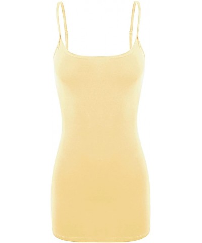 Women's Basic Long Line Adjustable Spaghetti Strap Cami Tank Tops Sunlight Yellow $8.11 Tanks