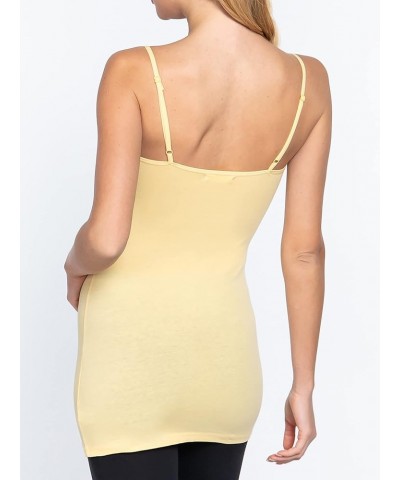 Women's Basic Long Line Adjustable Spaghetti Strap Cami Tank Tops Sunlight Yellow $8.11 Tanks