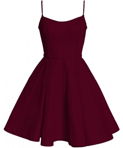 Short Glitter Prom Homecoming Dress with Pockets Backless for Juniors Spaghetti Strap Cocktail Party Gowns HC13 Burgundy $29....