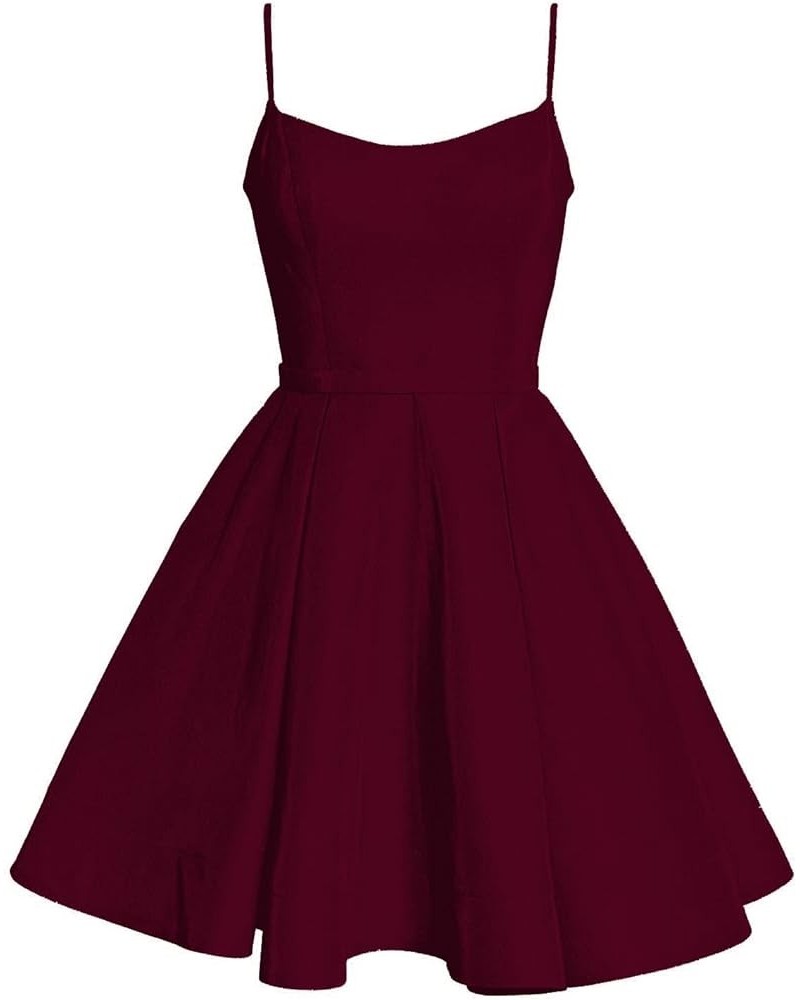 Short Glitter Prom Homecoming Dress with Pockets Backless for Juniors Spaghetti Strap Cocktail Party Gowns HC13 Burgundy $29....