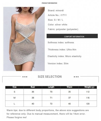 Women Color Block Slip Dress Slim Fit Sleeveless Spaghetti Strap U-Shaped Neck One-Piece 62-silver White $11.51 Dresses