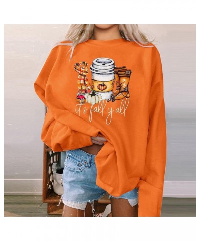 Halloween Shirts for Women Crewneck Sweatshirts Long Sleeve Graphic Hoodies Trendy Plus Size Cute Tops Fall Clothes H-orange ...