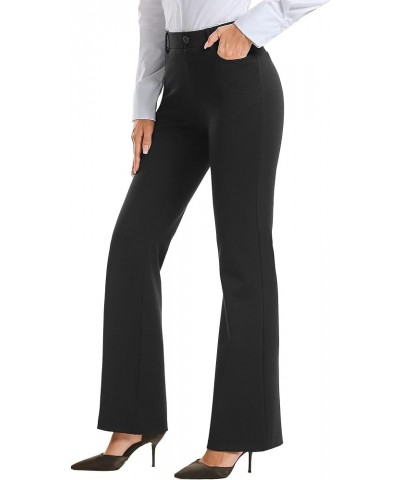 Women 28"/30"/ 32" Bootcut Dress Pants Business Casual Work Pants with Pockets Pull On Regular Slacks for Office 32" Black $2...