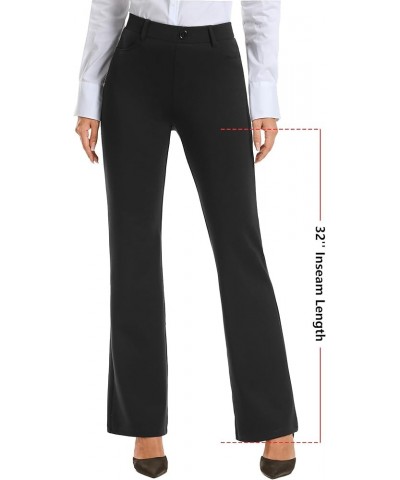 Women 28"/30"/ 32" Bootcut Dress Pants Business Casual Work Pants with Pockets Pull On Regular Slacks for Office 32" Black $2...