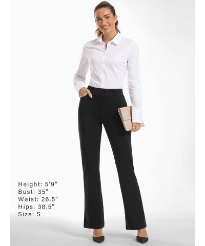 Women 28"/30"/ 32" Bootcut Dress Pants Business Casual Work Pants with Pockets Pull On Regular Slacks for Office 32" Black $2...