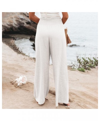 Women's Wide Leg Pants Dressy Casual Work Pants High Waisted Palazzo Pant Flowy Wide Leg Trousers 01-white $10.06 Pants