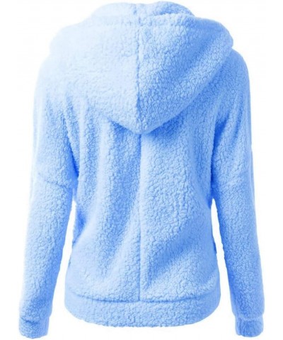 Womens Fleece Jacket With Hood Sherpa Full Zip Up Hoodie Fuzzy Coats Trendy Lightweight Warm Winter Clothes 2023 J032-blue $9...