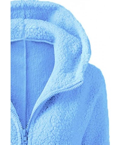 Womens Fleece Jacket With Hood Sherpa Full Zip Up Hoodie Fuzzy Coats Trendy Lightweight Warm Winter Clothes 2023 J032-blue $9...