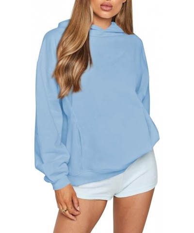 Women's Oversized Hoodies Long Sleeve Sweatshirts Casual Hooded Pullover Loose Lightweight Fall Clothes Light Blue $16.77 Hoo...