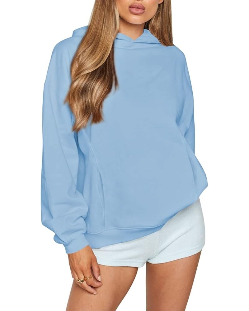 Women's Oversized Hoodies Long Sleeve Sweatshirts Casual Hooded Pullover Loose Lightweight Fall Clothes Light Blue $16.77 Hoo...