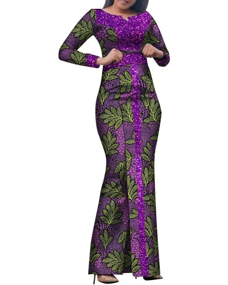 Womens Long Sleeve African Dashiki Print Bodycon Dress Long Sleeve Dresses 24fs1501 $35.18 Dresses