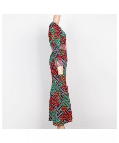 Womens Long Sleeve African Dashiki Print Bodycon Dress Long Sleeve Dresses 24fs1501 $35.18 Dresses