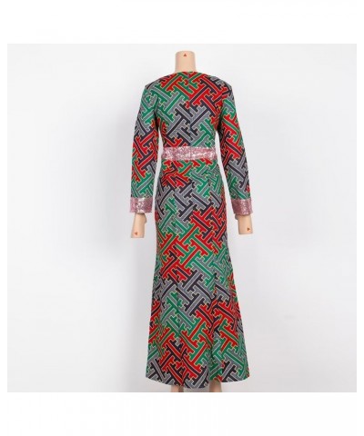 Womens Long Sleeve African Dashiki Print Bodycon Dress Long Sleeve Dresses 24fs1501 $35.18 Dresses