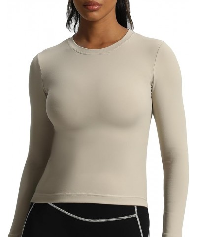 Long Sleeve Crop Tops for Women Classic Longline Workout Crop T Shirt Top L Mink $15.68 Shirts