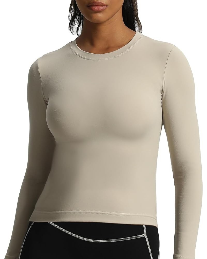 Long Sleeve Crop Tops for Women Classic Longline Workout Crop T Shirt Top L Mink $15.68 Shirts