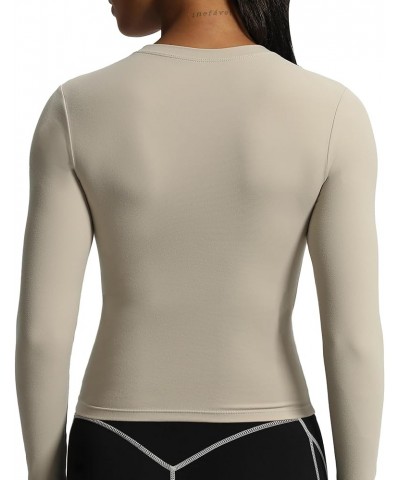 Long Sleeve Crop Tops for Women Classic Longline Workout Crop T Shirt Top L Mink $15.68 Shirts