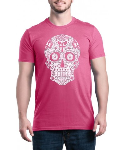 Day of The Dead White Skull T-Shirt Azalea Pink $10.70 T-Shirts