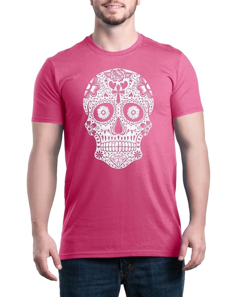 Day of The Dead White Skull T-Shirt Azalea Pink $10.70 T-Shirts