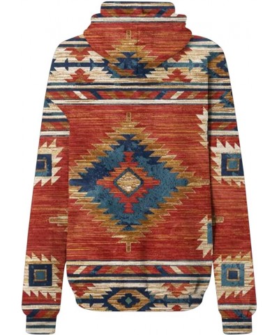 Vintage Sweatshirt Women Western Ethnic Style Sweatshirt Western Aztec Geometric Hoodie Casual Long Sleeve Tops A11-orange $5...