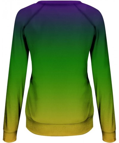 2024 Mardi Gras Long Sleeve Shirts for Women Tricolor Print Crewneck Sweatshirts Loose Casual Party Themed Outfits G-multicol...