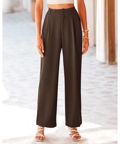 Women's Elastic High Waisted Wide Leg Dress Pants Loose Fit Pleated Front Business Casual Work Pants Trousers Coffee $18.86 P...