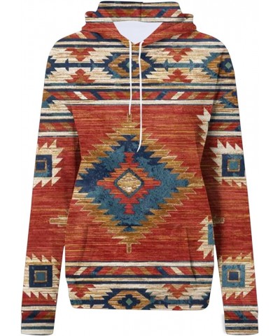 Vintage Sweatshirt Women Western Ethnic Style Sweatshirt Western Aztec Geometric Hoodie Casual Long Sleeve Tops A11-orange $5...