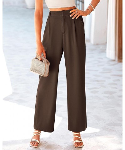 Women's Elastic High Waisted Wide Leg Dress Pants Loose Fit Pleated Front Business Casual Work Pants Trousers Coffee $18.86 P...