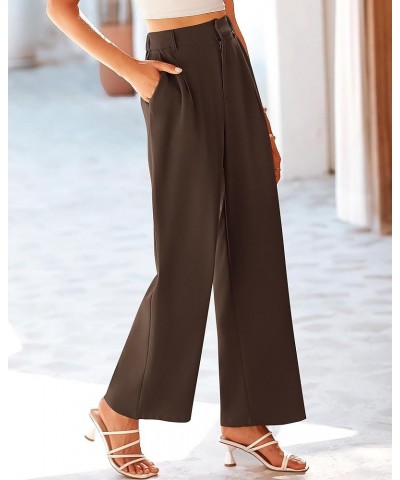 Women's Elastic High Waisted Wide Leg Dress Pants Loose Fit Pleated Front Business Casual Work Pants Trousers Coffee $18.86 P...