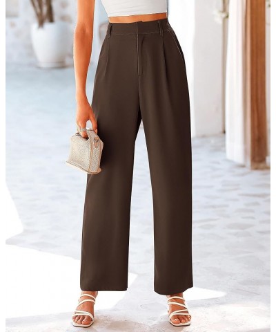 Women's Elastic High Waisted Wide Leg Dress Pants Loose Fit Pleated Front Business Casual Work Pants Trousers Coffee $18.86 P...