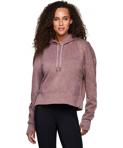 Active Women's Cropped Fleece Sweatshirt, Everyday Midweight Fleece Hoodie Stonewash Clay $11.95 Activewear