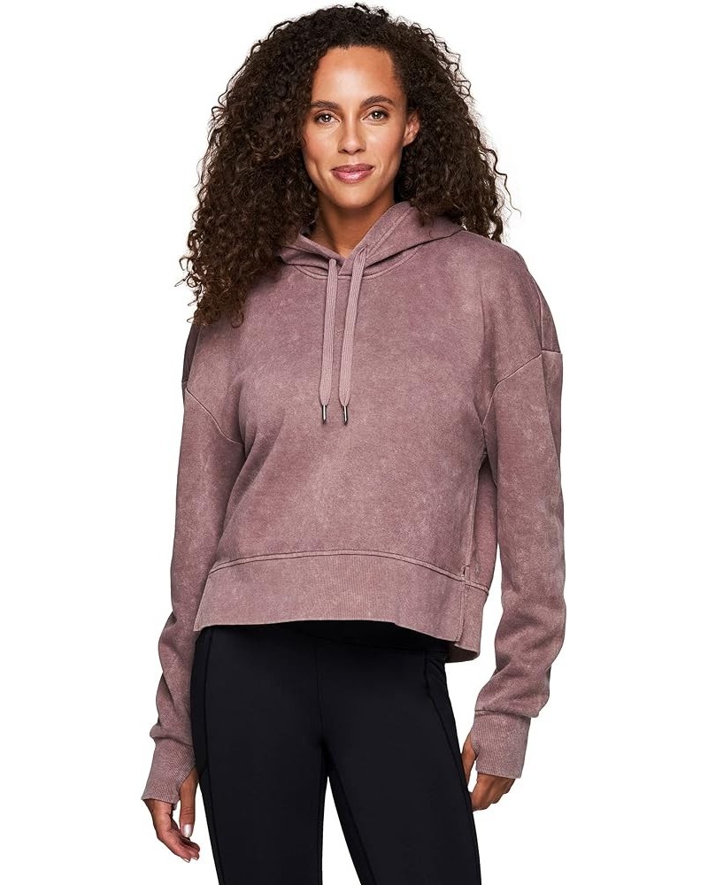 Active Women's Cropped Fleece Sweatshirt, Everyday Midweight Fleece Hoodie Stonewash Clay $11.95 Activewear