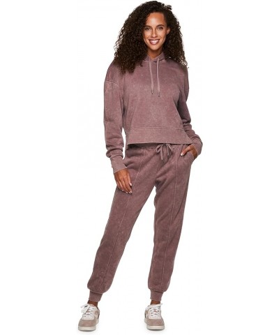 Active Women's Cropped Fleece Sweatshirt, Everyday Midweight Fleece Hoodie Stonewash Clay $11.95 Activewear