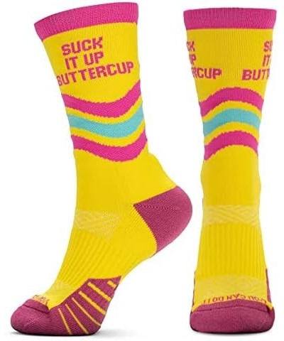 Inspirational Athletic Running Socks | Mid-Calf | Multiple Designs Suck It Up Buttercup (Yellow) $10.19 Activewear