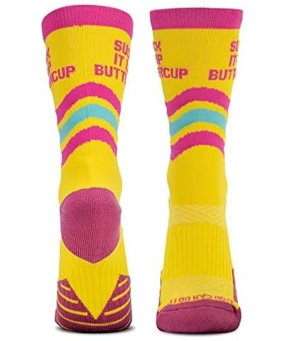 Inspirational Athletic Running Socks | Mid-Calf | Multiple Designs Suck It Up Buttercup (Yellow) $10.19 Activewear