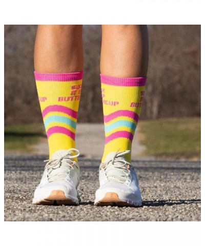 Inspirational Athletic Running Socks | Mid-Calf | Multiple Designs Suck It Up Buttercup (Yellow) $10.19 Activewear