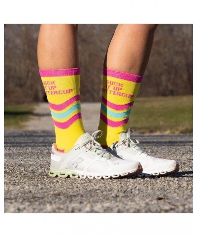 Inspirational Athletic Running Socks | Mid-Calf | Multiple Designs Suck It Up Buttercup (Yellow) $10.19 Activewear