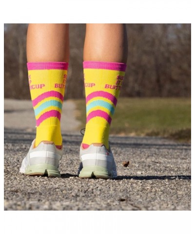 Inspirational Athletic Running Socks | Mid-Calf | Multiple Designs Suck It Up Buttercup (Yellow) $10.19 Activewear