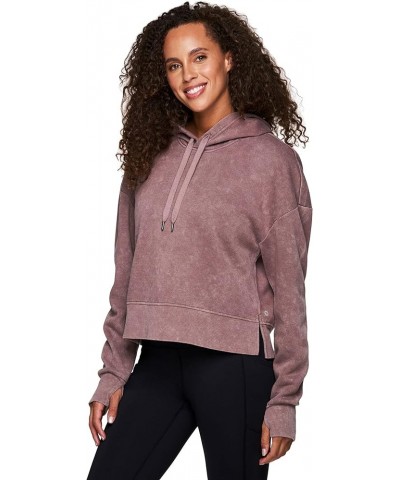 Active Women's Cropped Fleece Sweatshirt, Everyday Midweight Fleece Hoodie Stonewash Clay $11.95 Activewear