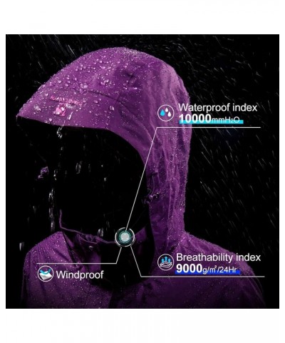 Women's Lightweight Rain Jacket Waterproof Windbreaker Hooded Coat Shell for Outdoor Hiking Climbing Traveling Purple $29.76 ...