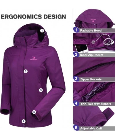 Women's Lightweight Rain Jacket Waterproof Windbreaker Hooded Coat Shell for Outdoor Hiking Climbing Traveling Purple $29.76 ...