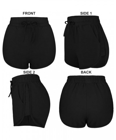 2 Pack Cotton Yoga Short Women Summer Running Gym Sports Waistband Shorts with Pockets Black, Jujube Red $13.19 Activewear