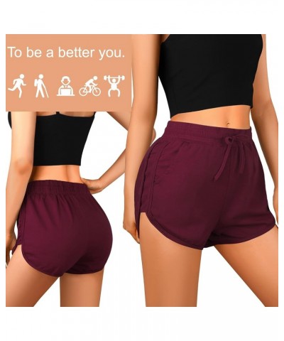 2 Pack Cotton Yoga Short Women Summer Running Gym Sports Waistband Shorts with Pockets Black, Jujube Red $13.19 Activewear