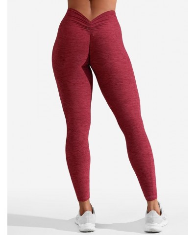 Daze V Back Workout Leggings for Women Scrunch Butt Leggings High Waisted Gym Yoga Pants 3 Soft Cation Fabric Series (Garnet ...